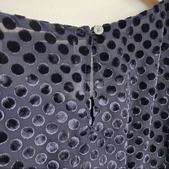 Loft | NWT Velvet Dark Navy Polka Dot Blouse - Picture 7 of 11